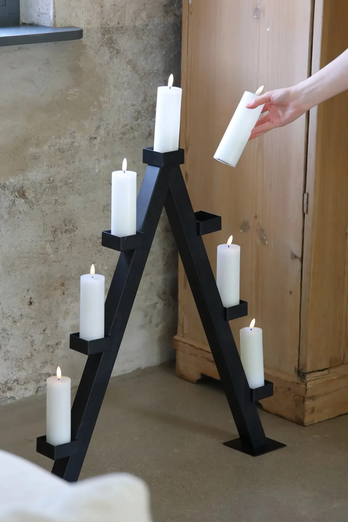 Arbor Adventsljusstake Svart 85 cm Batteridriven