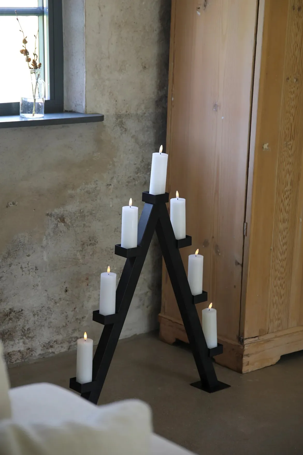 Arbor Adventsljusstake Svart 85 cm Batteridriven