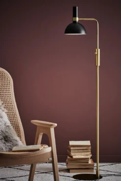 Larry Golvlampa Svart/Mässing