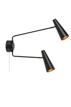 Peak Vägglampa Svart Dubbel