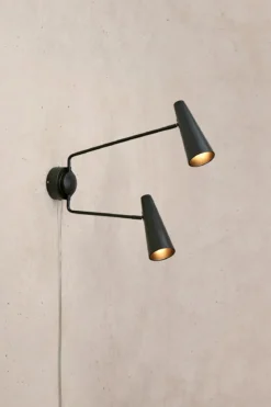 Peak Vägglampa Svart Dubbel